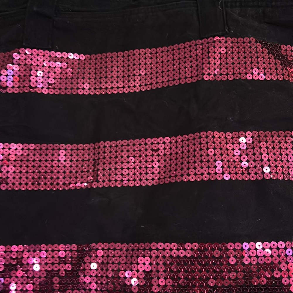 Victoria Secret PINK Pink & Black Sequin Stripe Logo Weekender Tote - Picture 4 of 6
